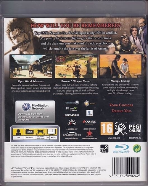 Way of the Samurai 3 - PS3 (B Grade) (Genbrug)